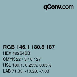 カラーコード: RGB 146.1 180.8 187 | qconv.com