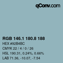 Color code: RGB 146.1 180.8 188 | qconv.com