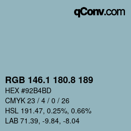 Color code: RGB 146.1 180.8 189 | qconv.com
