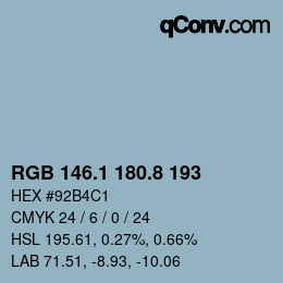 Color code: RGB 146.1 180.8 193 | qconv.com