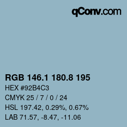 カラーコード: RGB 146.1 180.8 195 | qconv.com