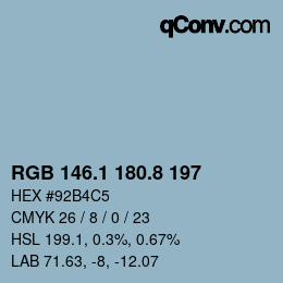 Color code: RGB 146.1 180.8 197 | qconv.com