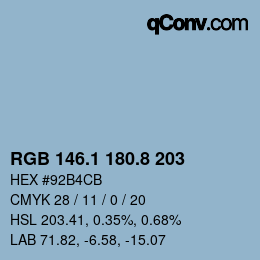 Color code: RGB 146.1 180.8 203 | qconv.com