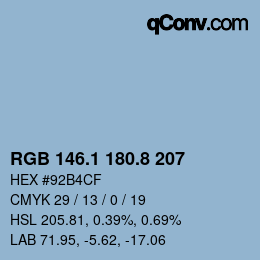 Color code: RGB 146.1 180.8 207 | qconv.com