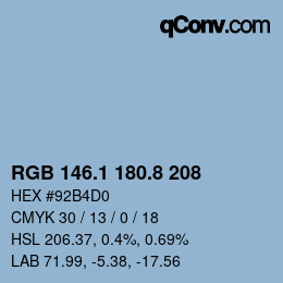 Color code: RGB 146.1 180.8 208 | qconv.com