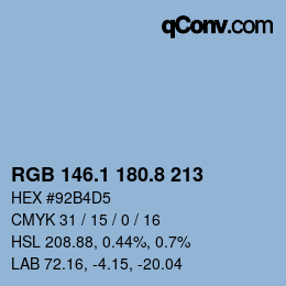 Color code: RGB 146.1 180.8 213 | qconv.com
