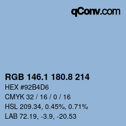 Color code: RGB 146.1 180.8 214 | qconv.com