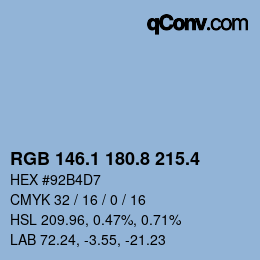 カラーコード: RGB 146.1 180.8 215.4 | qconv.com