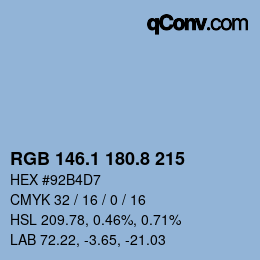 Color code: RGB 146.1 180.8 215 | qconv.com