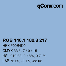 Color code: RGB 146.1 180.8 217 | qconv.com