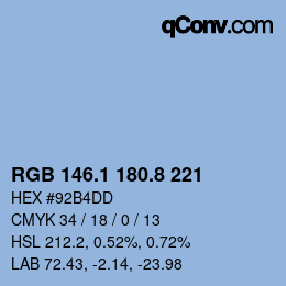 Color code: RGB 146.1 180.8 221 | qconv.com