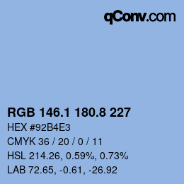 Color code: RGB 146.1 180.8 227 | qconv.com