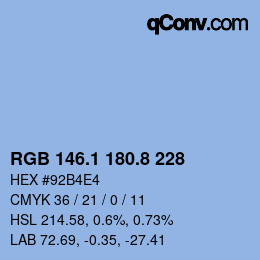 カラーコード: RGB 146.1 180.8 228 | qconv.com