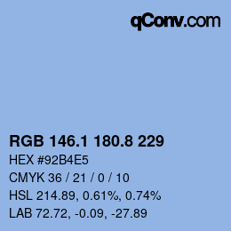 Color code: RGB 146.1 180.8 229 | qconv.com