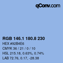 Color code: RGB 146.1 180.8 230 | qconv.com