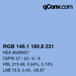 Color code: RGB 146.1 180.8 231 | qconv.com