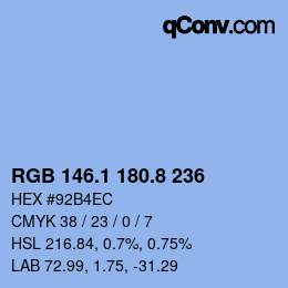 Color code: RGB 146.1 180.8 236 | qconv.com