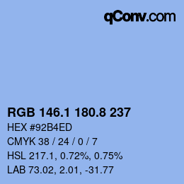 カラーコード: RGB 146.1 180.8 237 | qconv.com