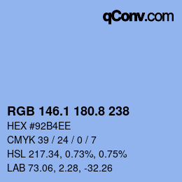 Color code: RGB 146.1 180.8 238 | qconv.com