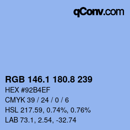 カラーコード: RGB 146.1 180.8 239 | qconv.com