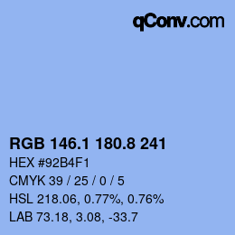 Color code: RGB 146.1 180.8 241 | qconv.com