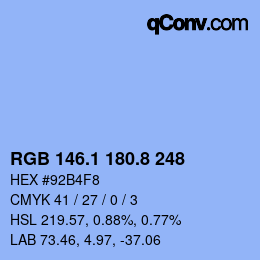 カラーコード: RGB 146.1 180.8 248 | qconv.com