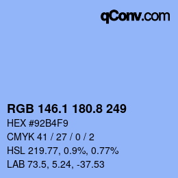 Color code: RGB 146.1 180.8 249 | qconv.com