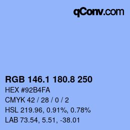 Color code: RGB 146.1 180.8 250 | qconv.com