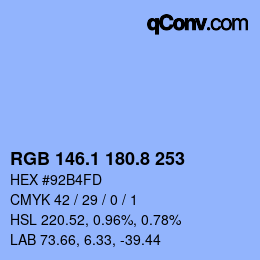 カラーコード: RGB 146.1 180.8 253 | qconv.com
