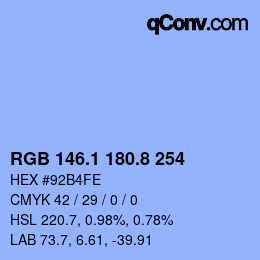 Color code: RGB 146.1 180.8 254 | qconv.com
