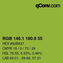 カラーコード: RGB 146.1 180.8 55 | qconv.com