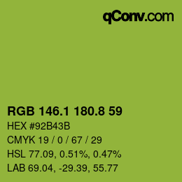 カラーコード: RGB 146.1 180.8 59 | qconv.com
