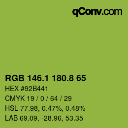 カラーコード: RGB 146.1 180.8 65 | qconv.com