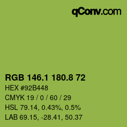 カラーコード: RGB 146.1 180.8 72 | qconv.com