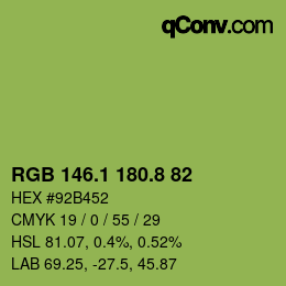カラーコード: RGB 146.1 180.8 82 | qconv.com