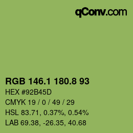 カラーコード: RGB 146.1 180.8 93 | qconv.com
