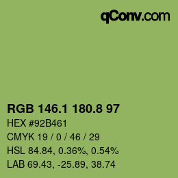 カラーコード: RGB 146.1 180.8 97 | qconv.com