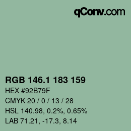 カラーコード: RGB 146.1 183 159 | qconv.com