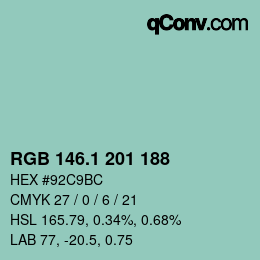 Color code: RGB 146.1 201 188 | qconv.com