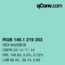 カラーコード: RGB 146.1 219 203 | qconv.com
