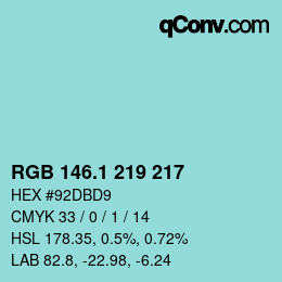Color code: RGB 146.1 219 217 | qconv.com
