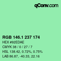 カラーコード: RGB 146.1 237 174 | qconv.com