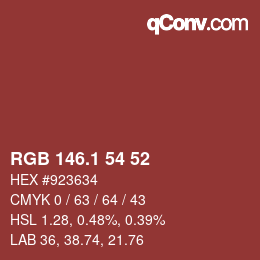 Color code: RGB 146.1 54 52 | qconv.com