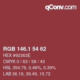 Color code: RGB 146.1 54 62 | qconv.com