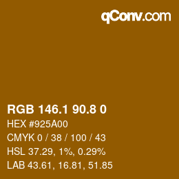 Farbcode: RGB 146.1 90.8 0 | qconv.com
