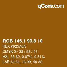Color code: RGB 146.1 90.8 10 | qconv.com