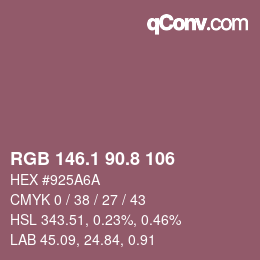 Color code: RGB 146.1 90.8 106 | qconv.com