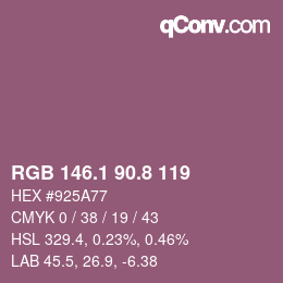 カラーコード: RGB 146.1 90.8 119 | qconv.com