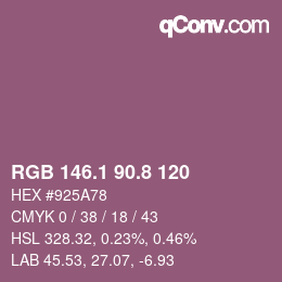Color code: RGB 146.1 90.8 120 | qconv.com