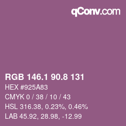 カラーコード: RGB 146.1 90.8 131 | qconv.com